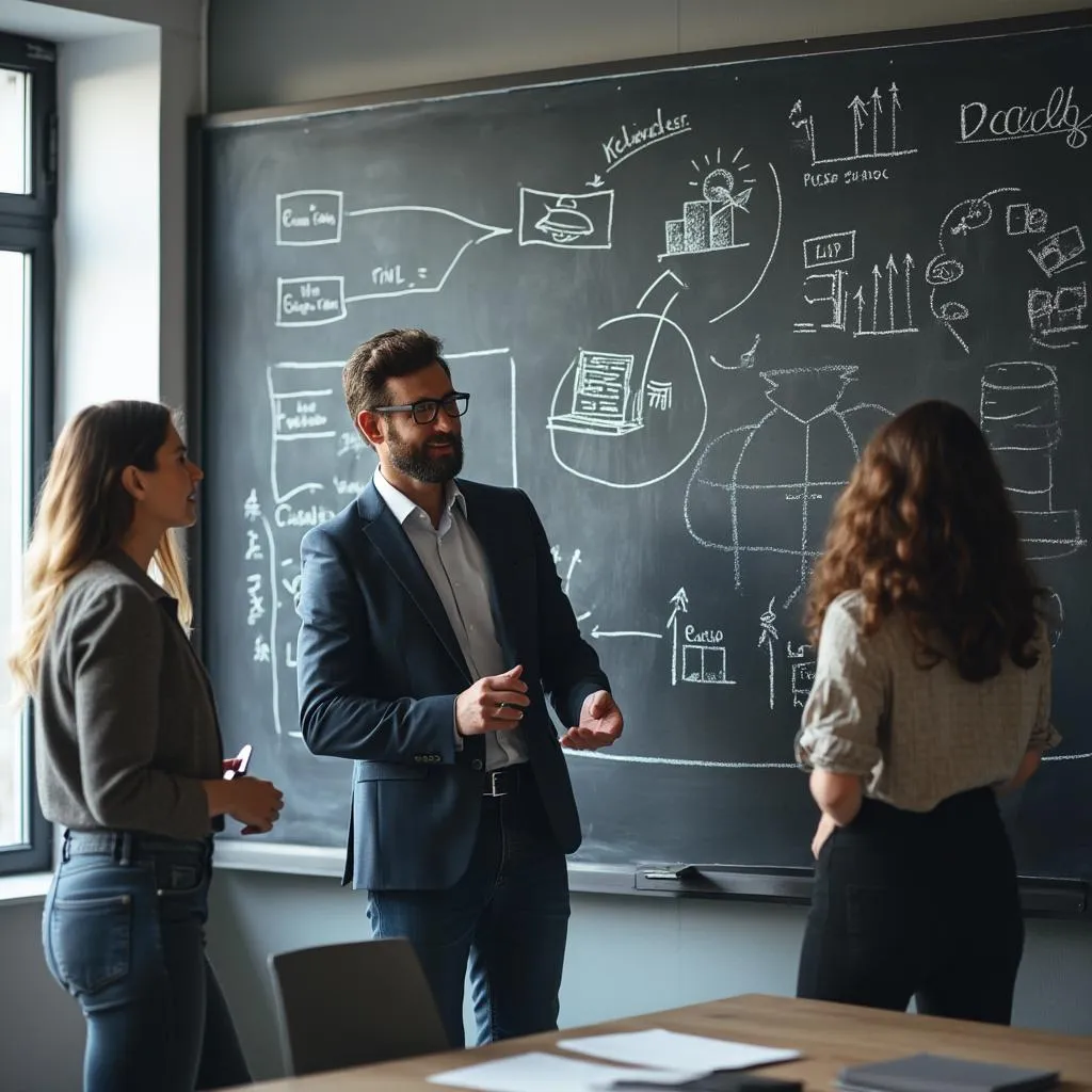 Equipo de consultoría en sesión de planificación