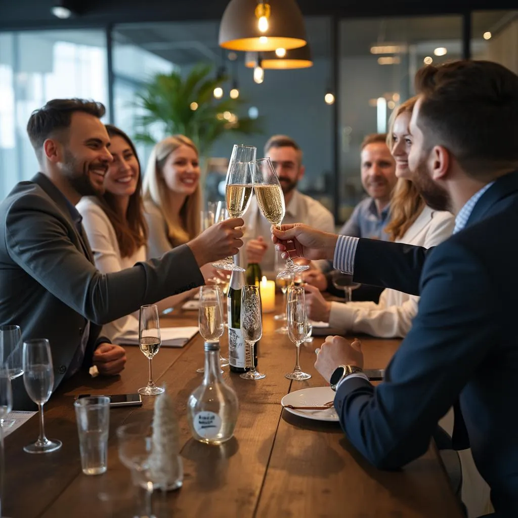 Celebración de éxito con cliente
